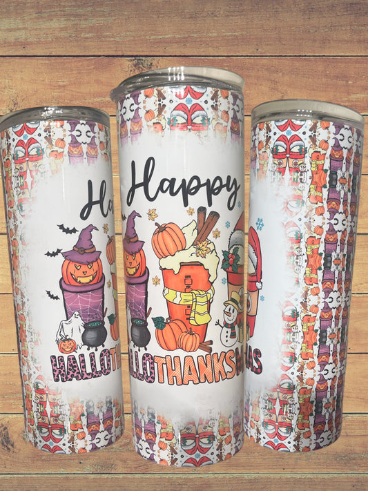 Happy hallothanksmas 20oz tumbler