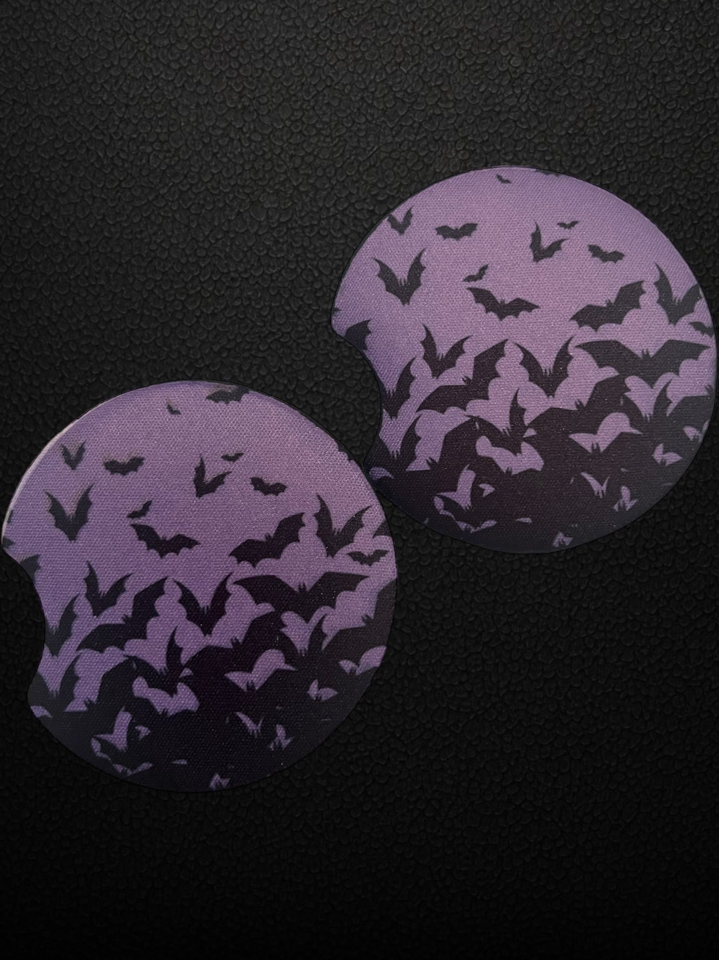 Purple with bats car coasters (2)