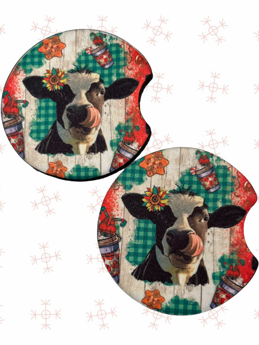 Funny Christmas cow coasters (2)