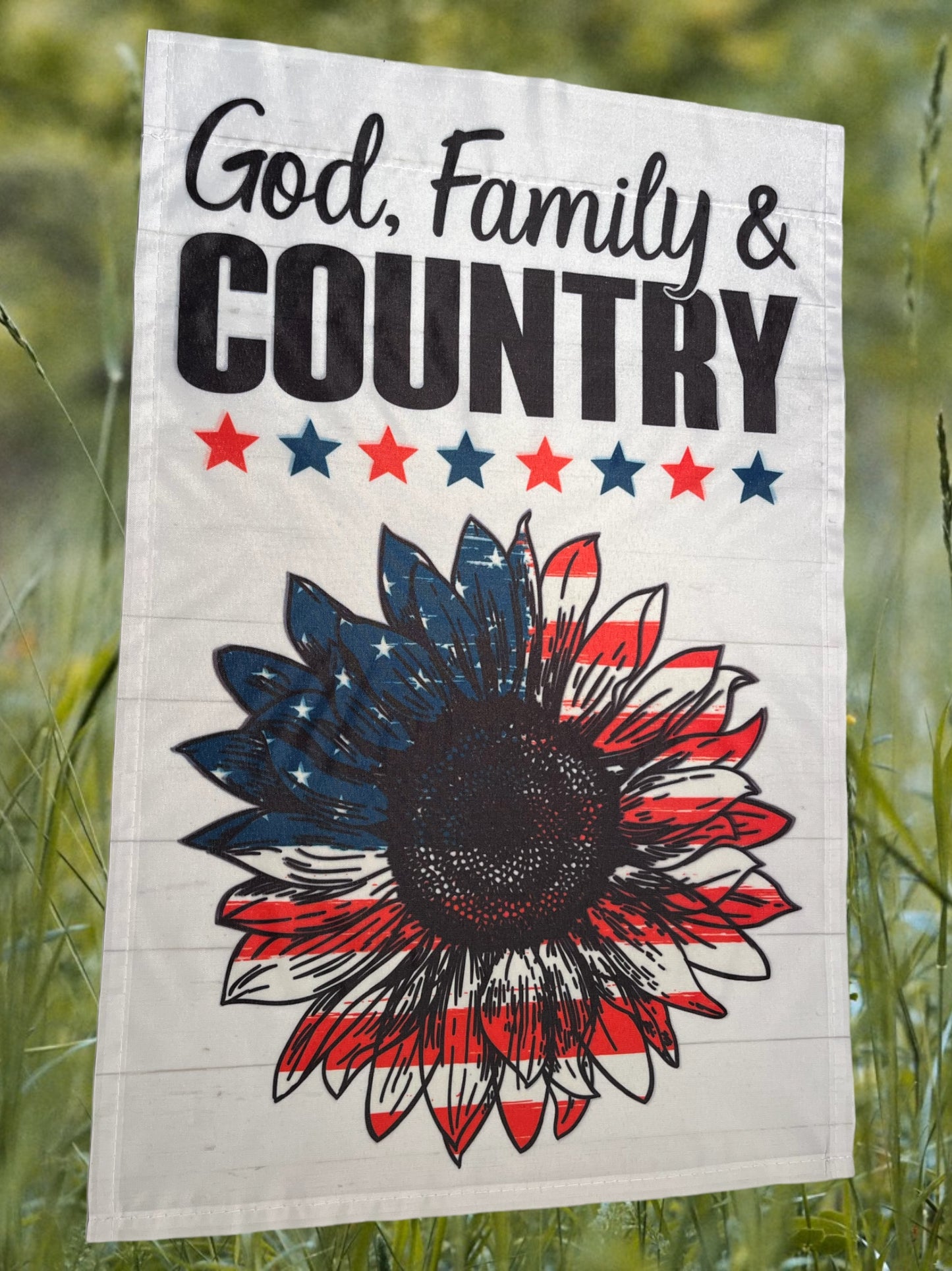 God, family & Country 12x18 garden flag