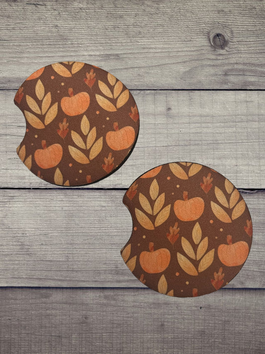 Brown with leaves car coasters (2)