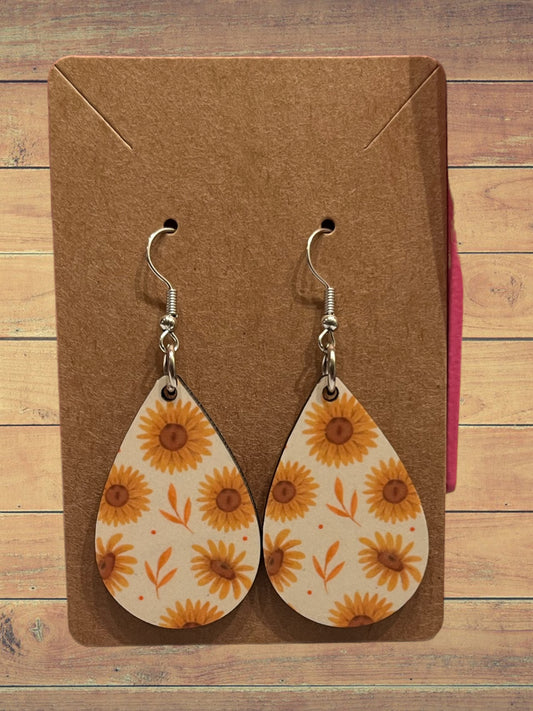 Sunflowers teardrop earrings