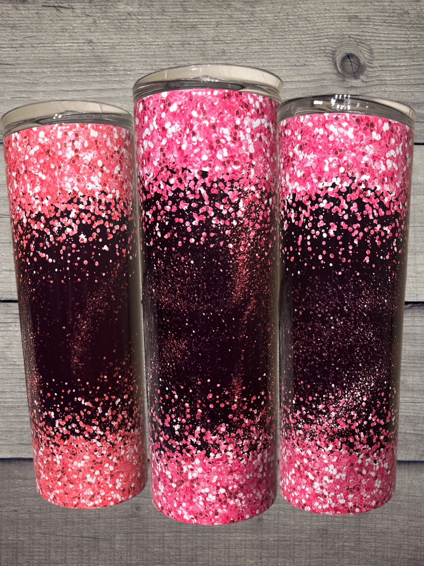 Pink and black glitter 20oz tumbler