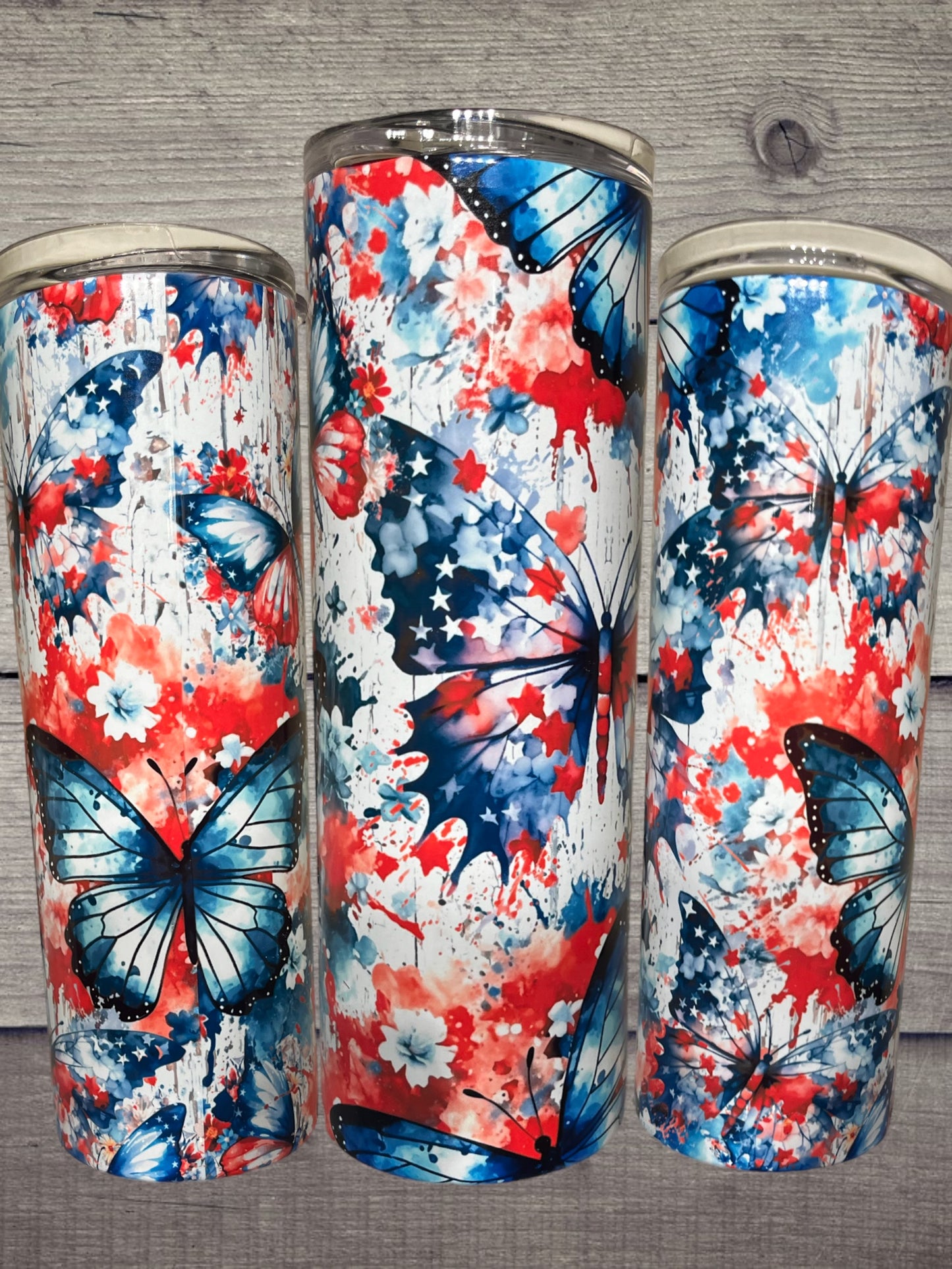 Patriotic butterflies 20oz tumbler