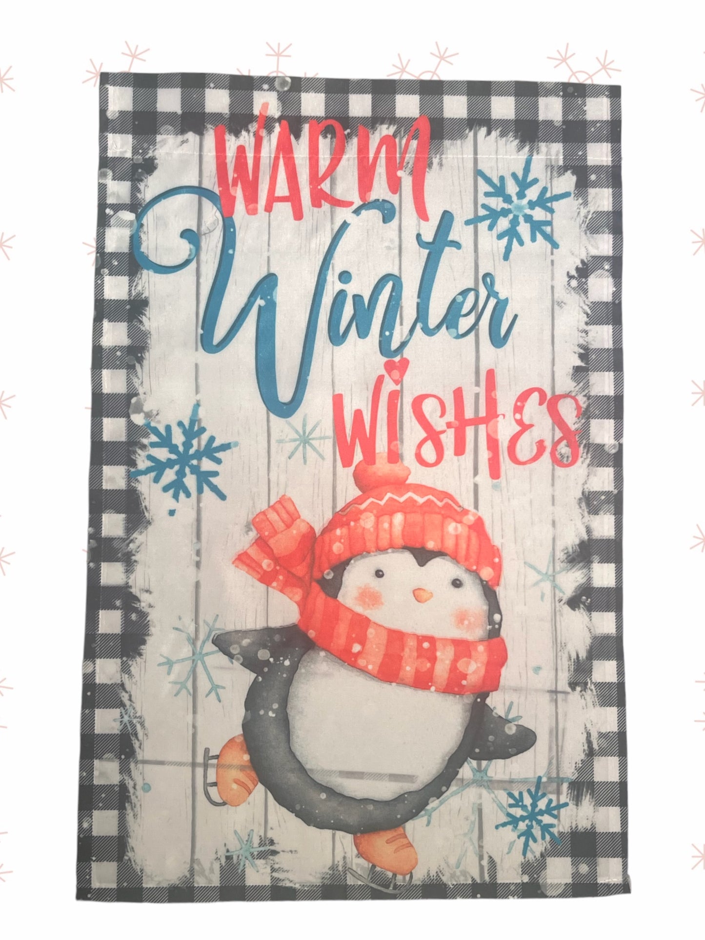 Warm winter wishes penguin 12x18 garden flag