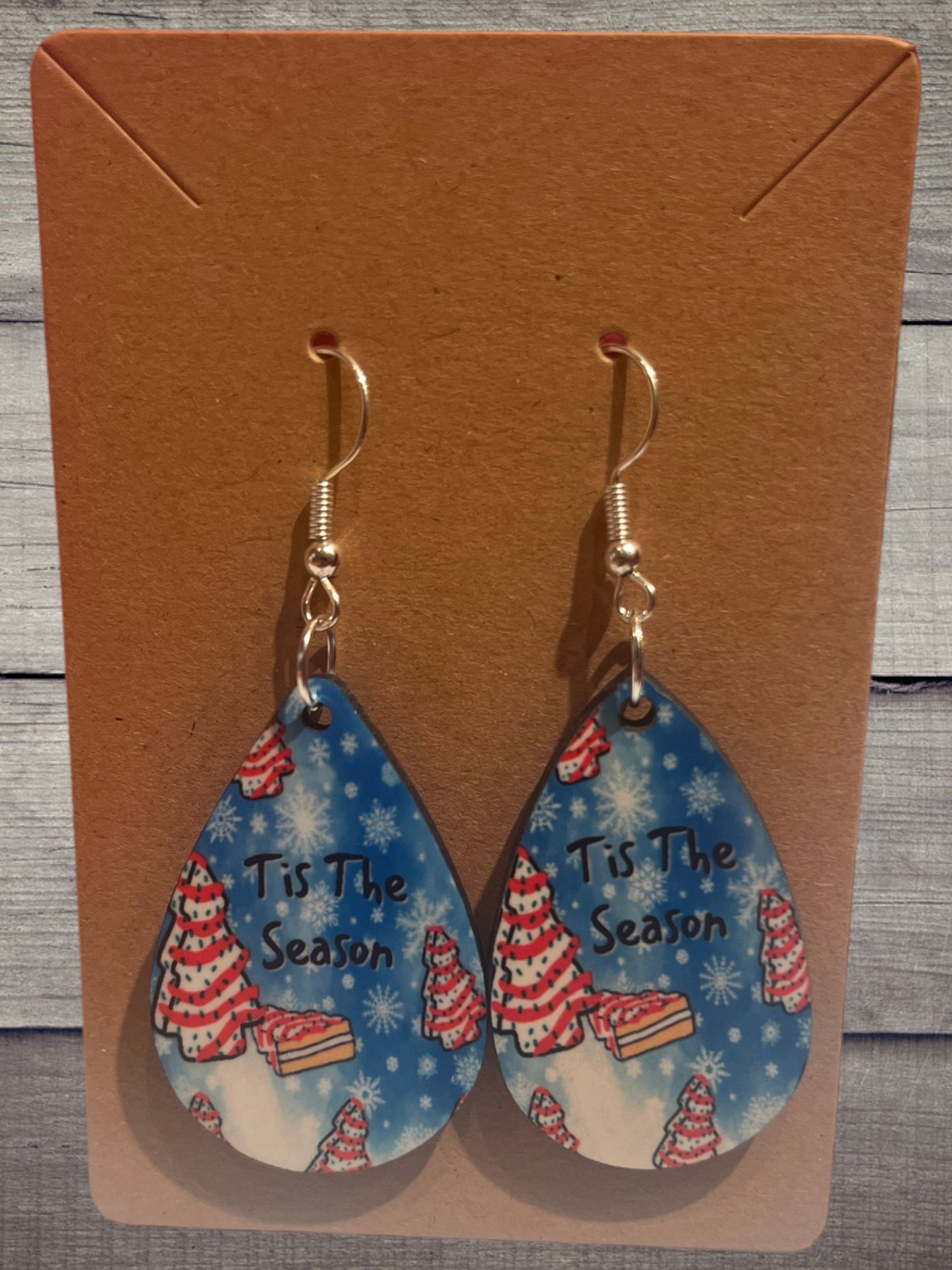 Christmas tree cake tear drop earrings