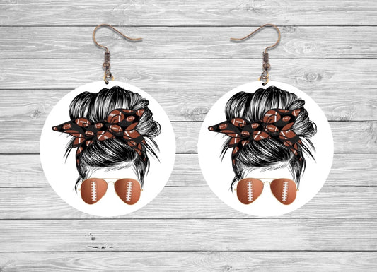 Football mom round earrings