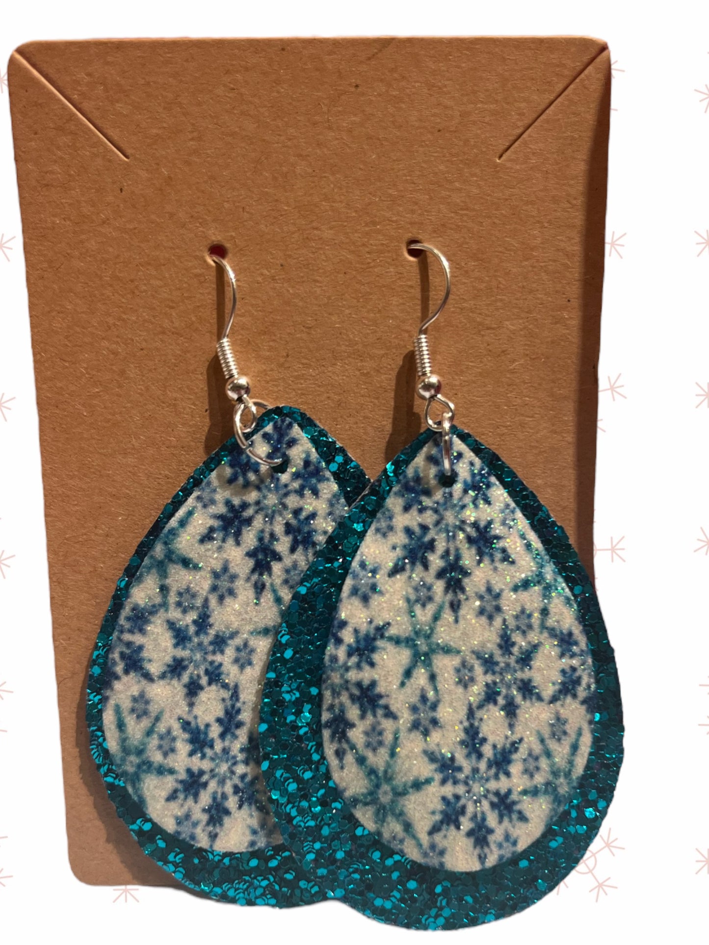 Snowflakes faux leather earrings