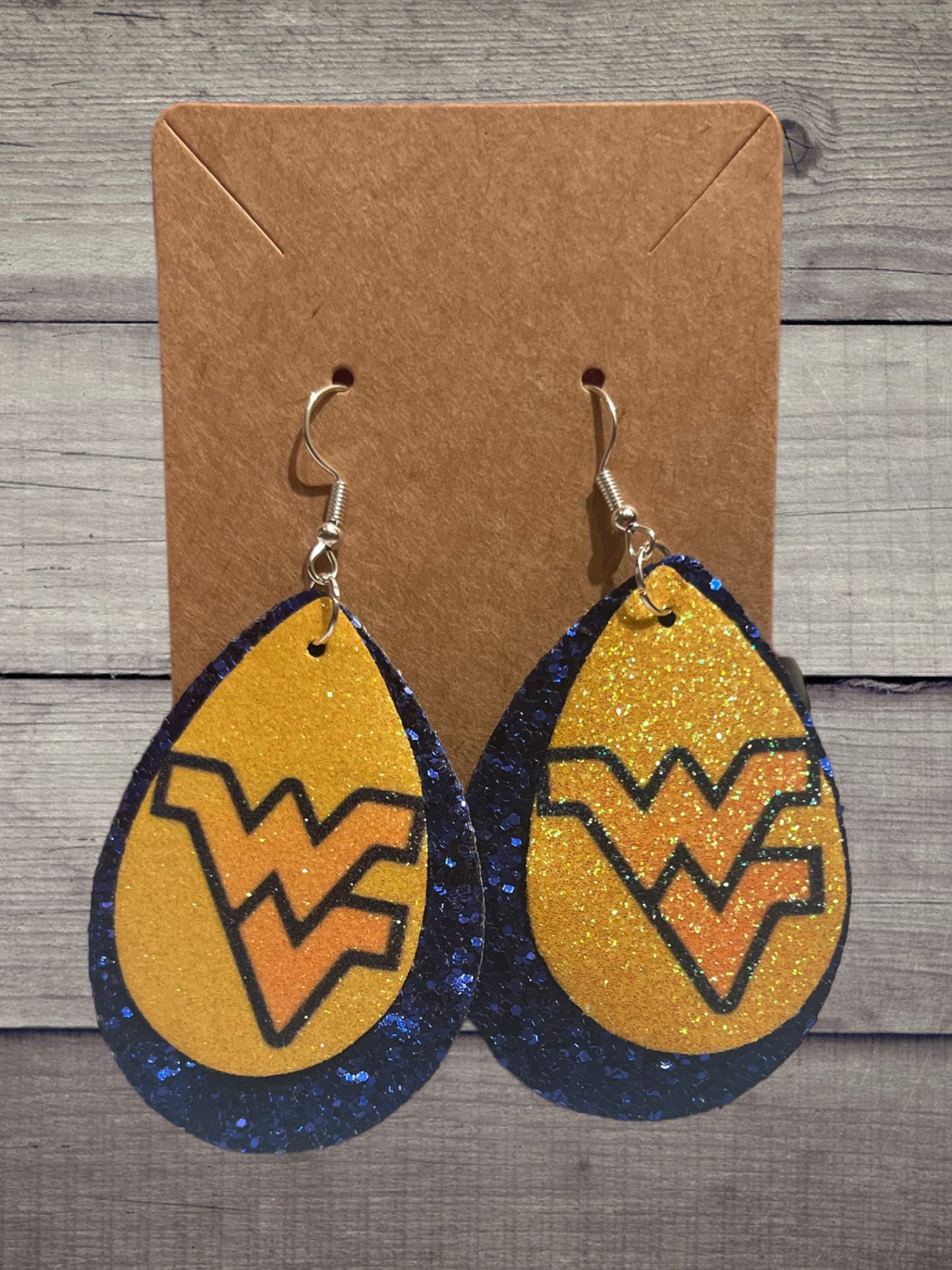 West Virginia faux leather earrings