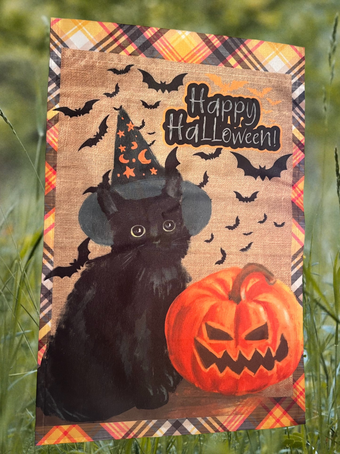 Halloween cat 12x18 garden flag