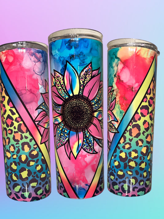 Watercolor sunflower 20oz tumbler