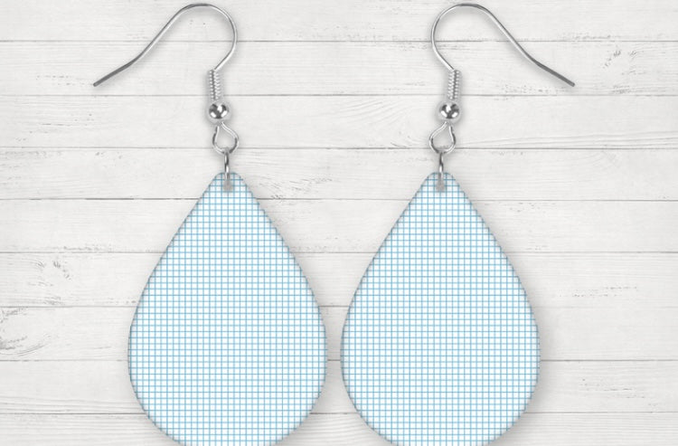 Graph paper tear drop earrings