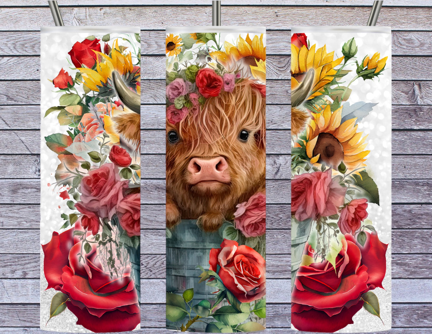 Baby highland cow in tub 20oz tumbler