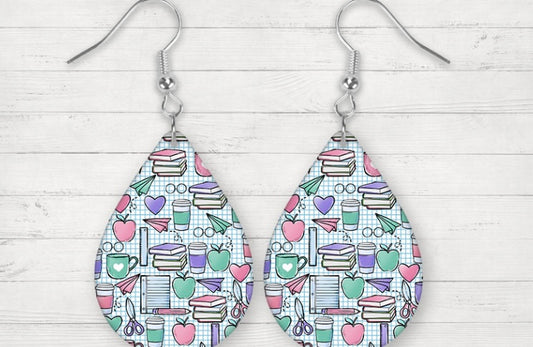 School supplies tear drop earrings