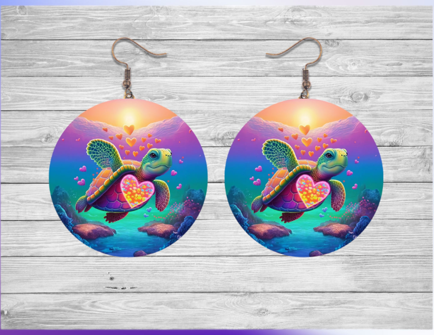 Turtle round earrings