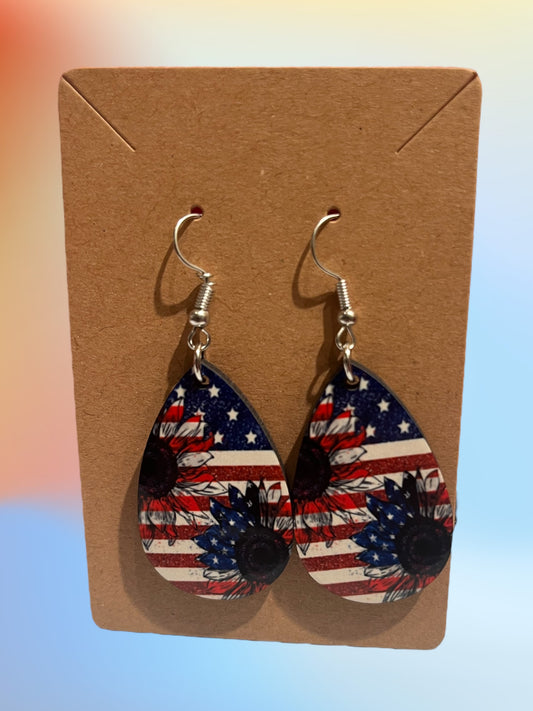 American sunflower teardrop earrings