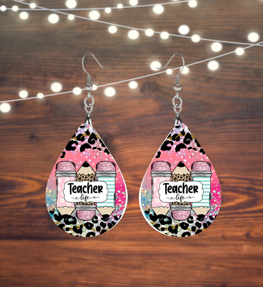 Teacher life teardrop earrings