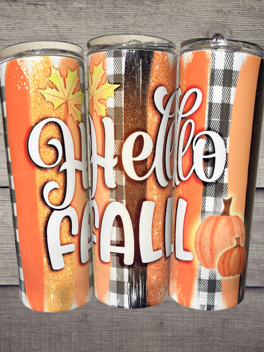 Hello fall plaid 20oz tumbler