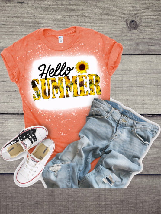 Hello summer sunflower tshirt