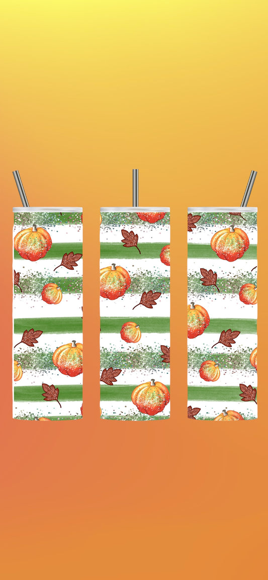 Green stripes fall tumbler