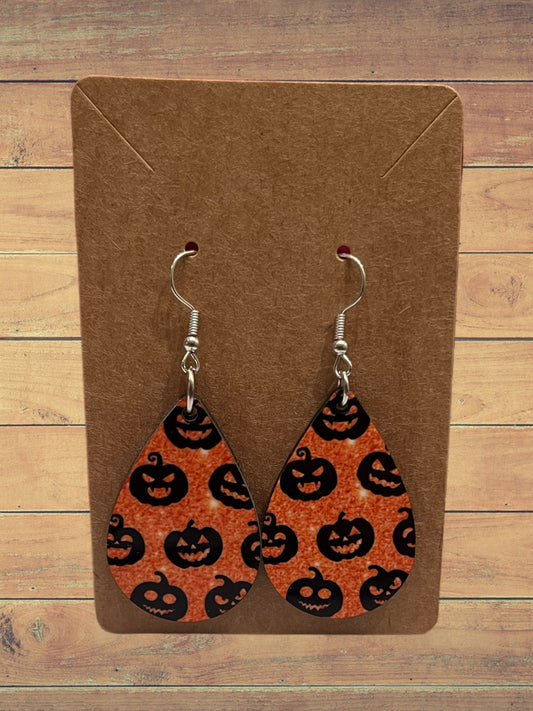 Jack o lanterns glitter teardrop earrings