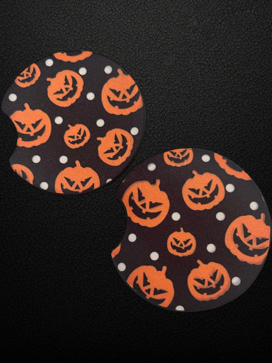 Black with jack o lanterns car coasters (2)