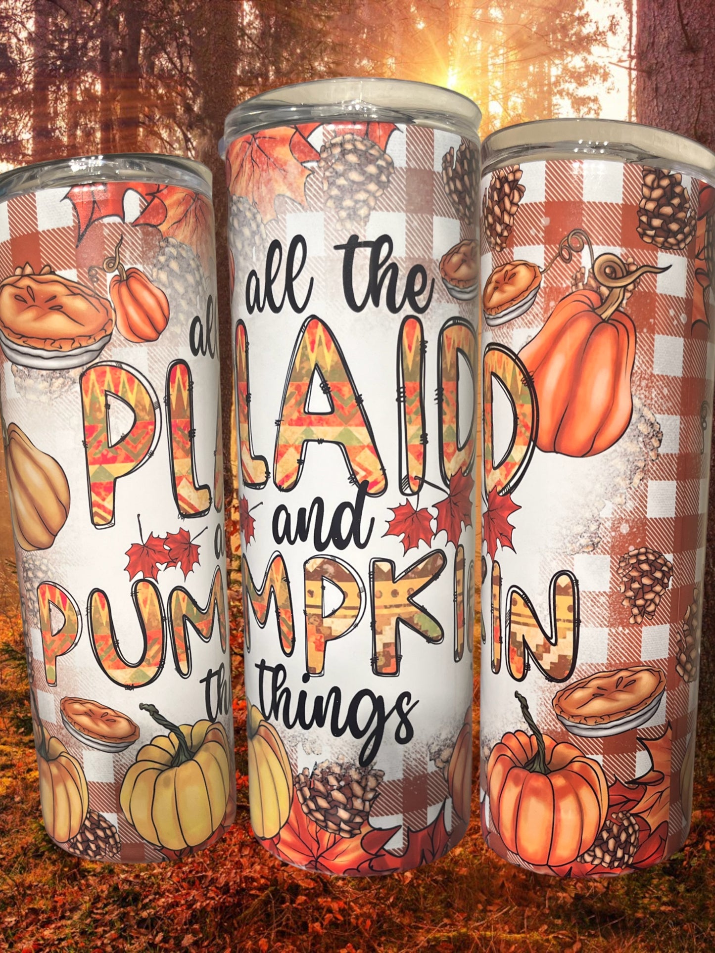 All the plaid and pumpkin things 20oz tumbler