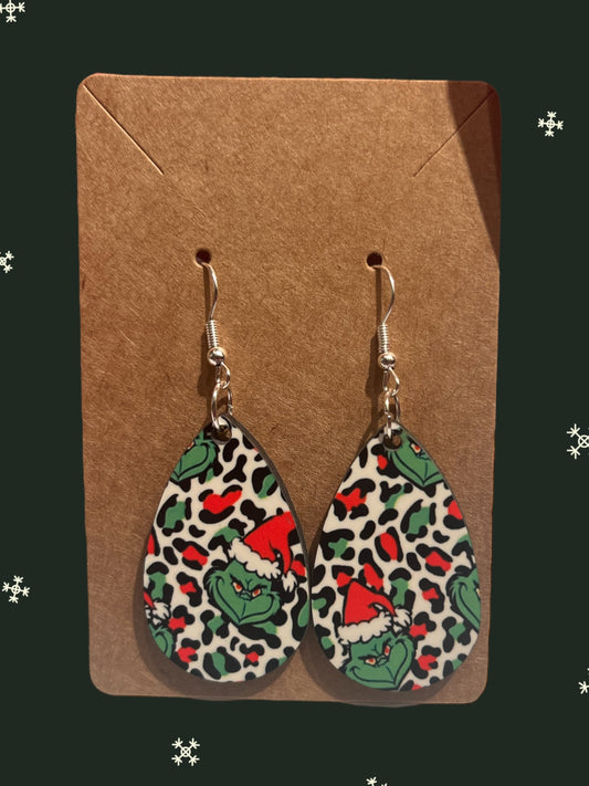 The grinch tear drop earrings