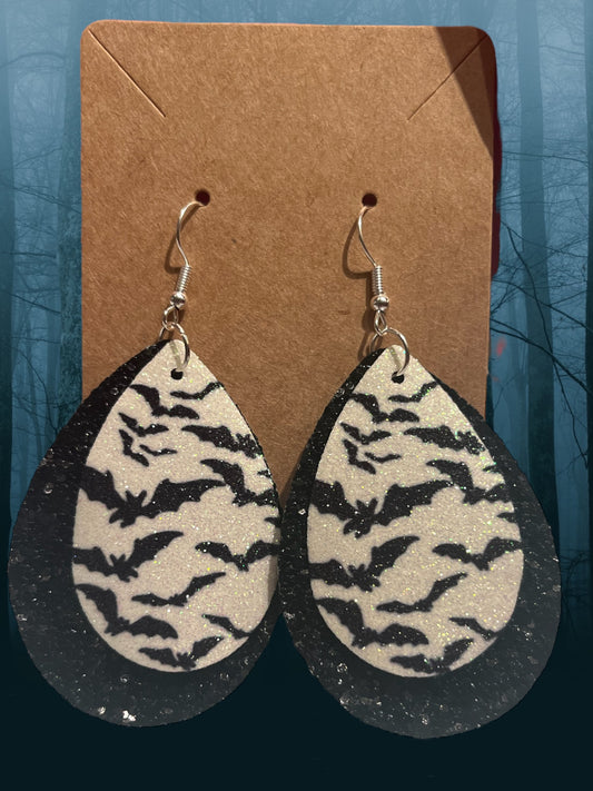 Bats faux leather earrings