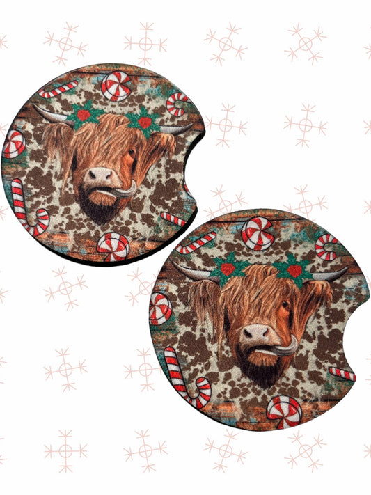 Christmas highland cow coasters (2)