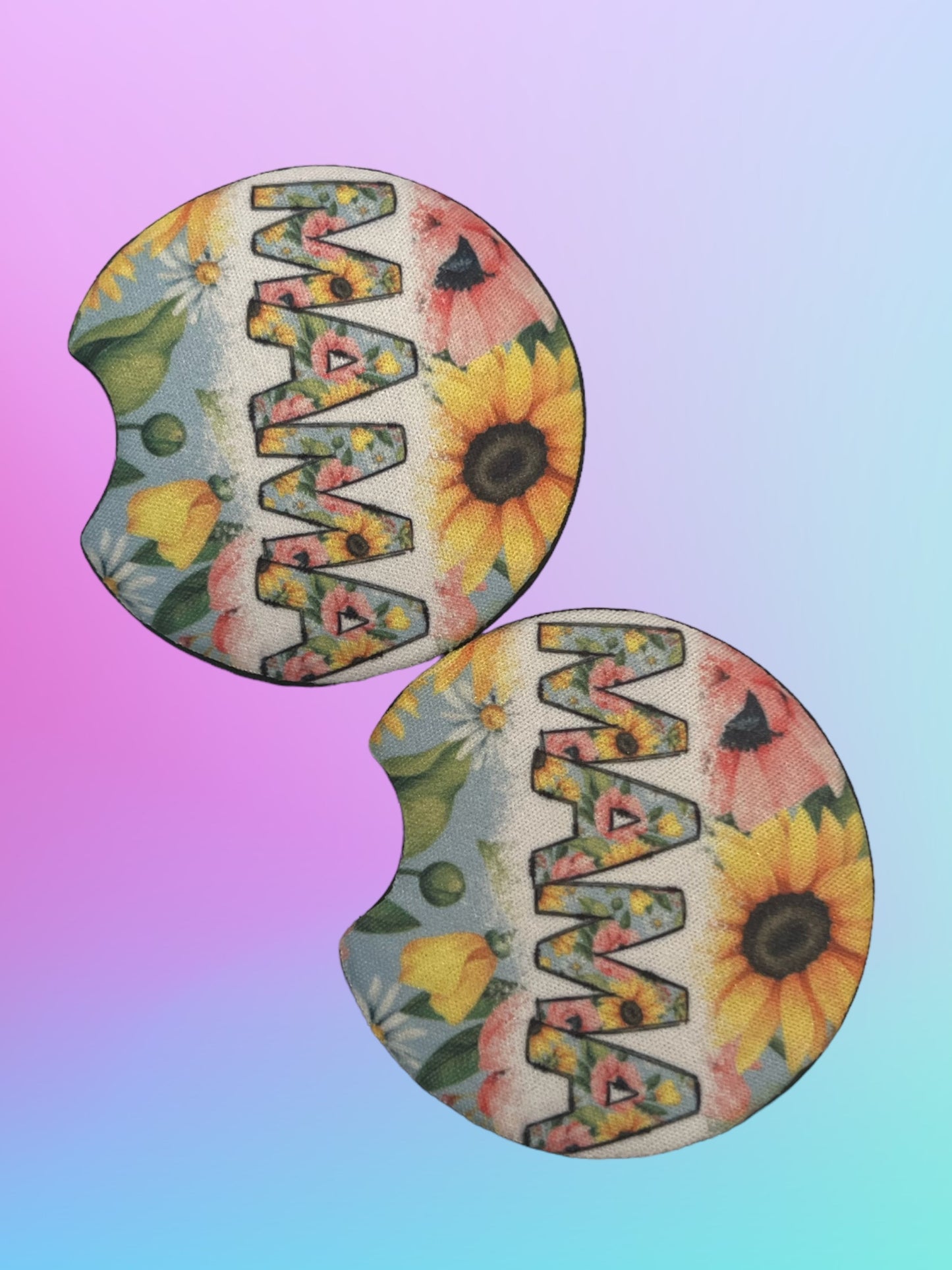 Floral mama car coasters (2)