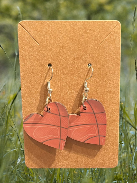 Basketball heart earrings