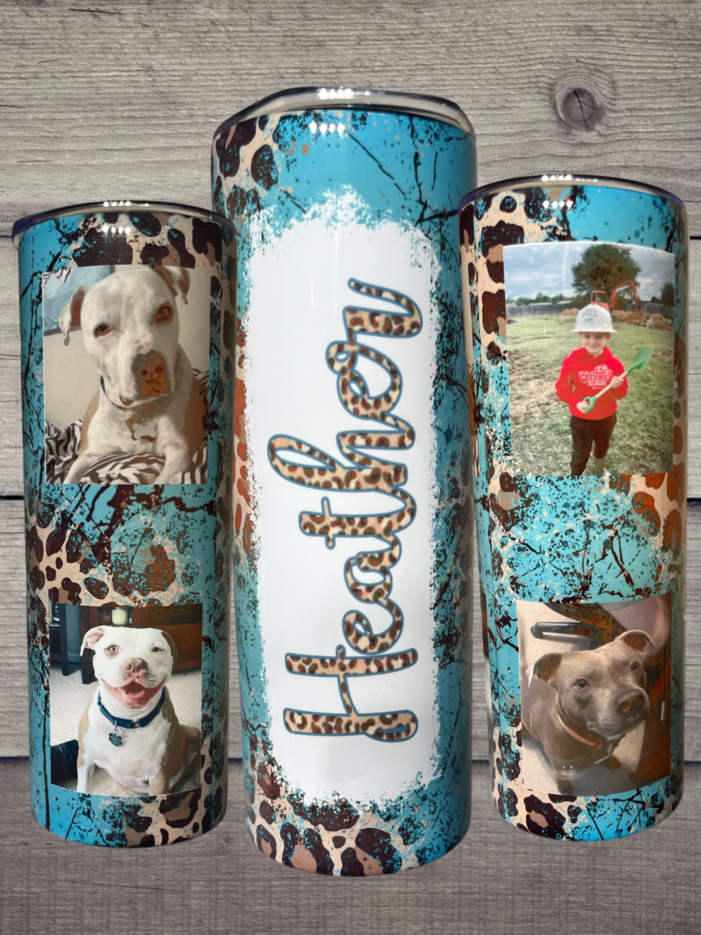 Custom teal cheetah 20oz tumbler