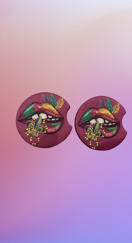 Mardi Gras Car Costers Set