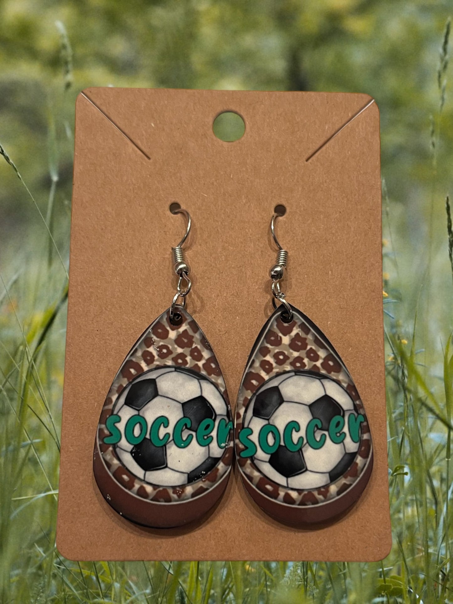 Soccer tear drop earrings