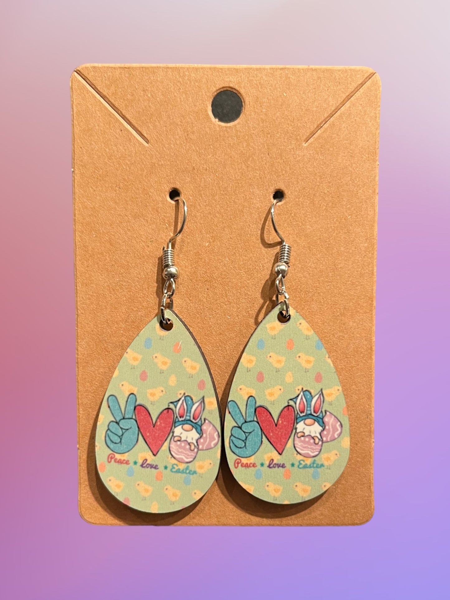 Peace. Love. Easter tear drop earrings