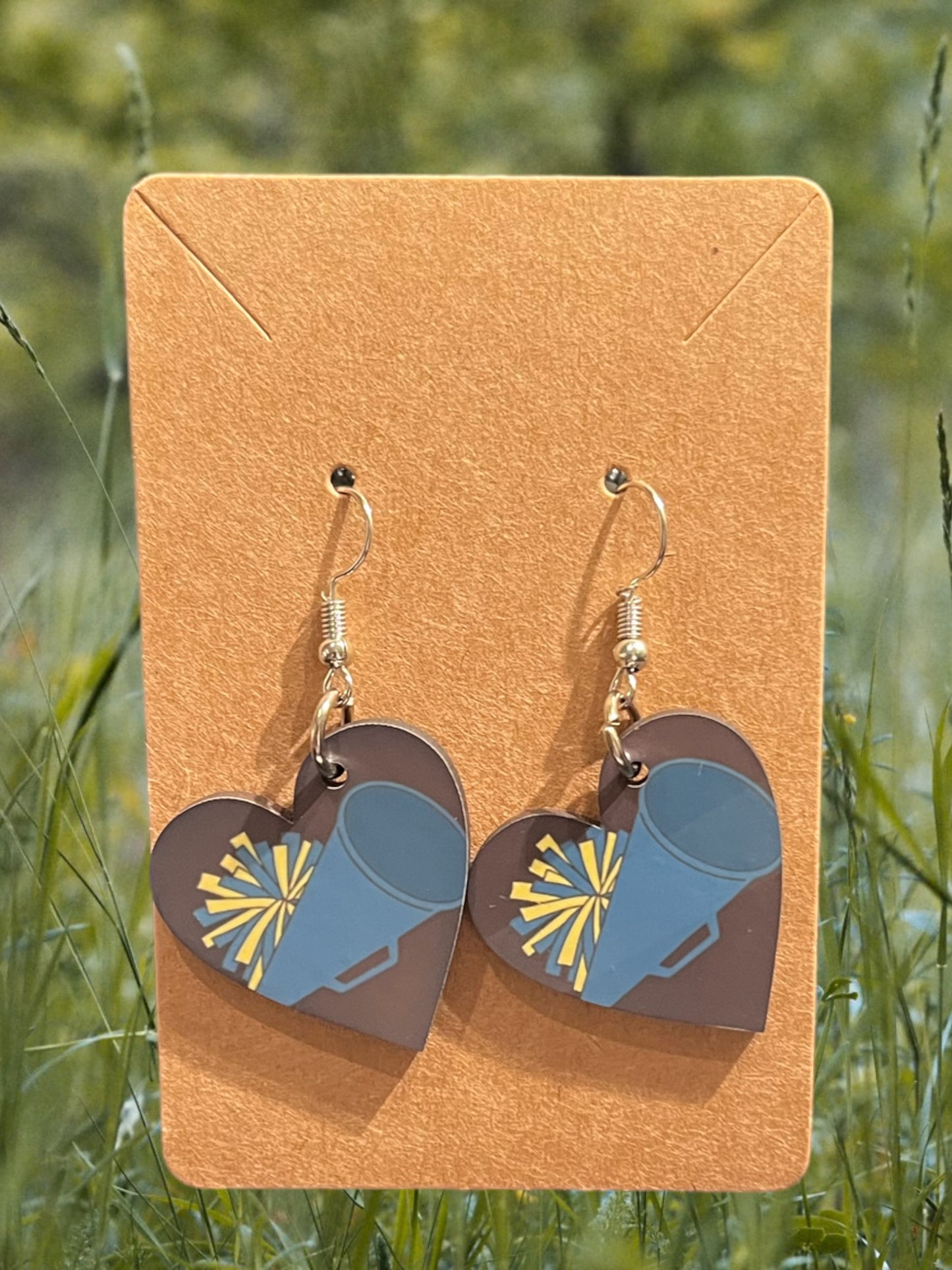 Cheer leader heart earrings