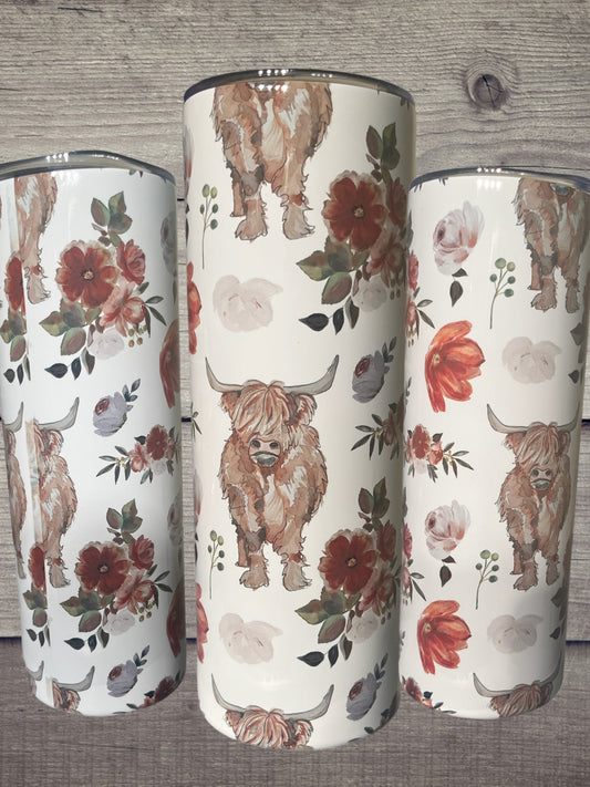 Cowhide floral 20oz tumbler