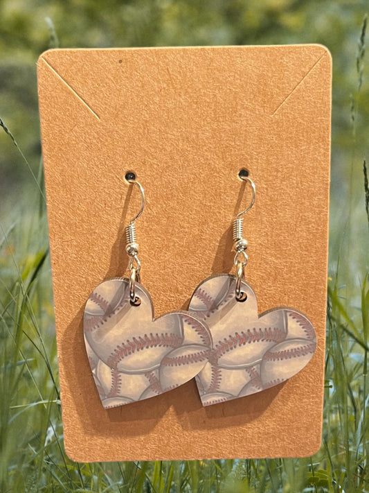 Baseball heart earrings