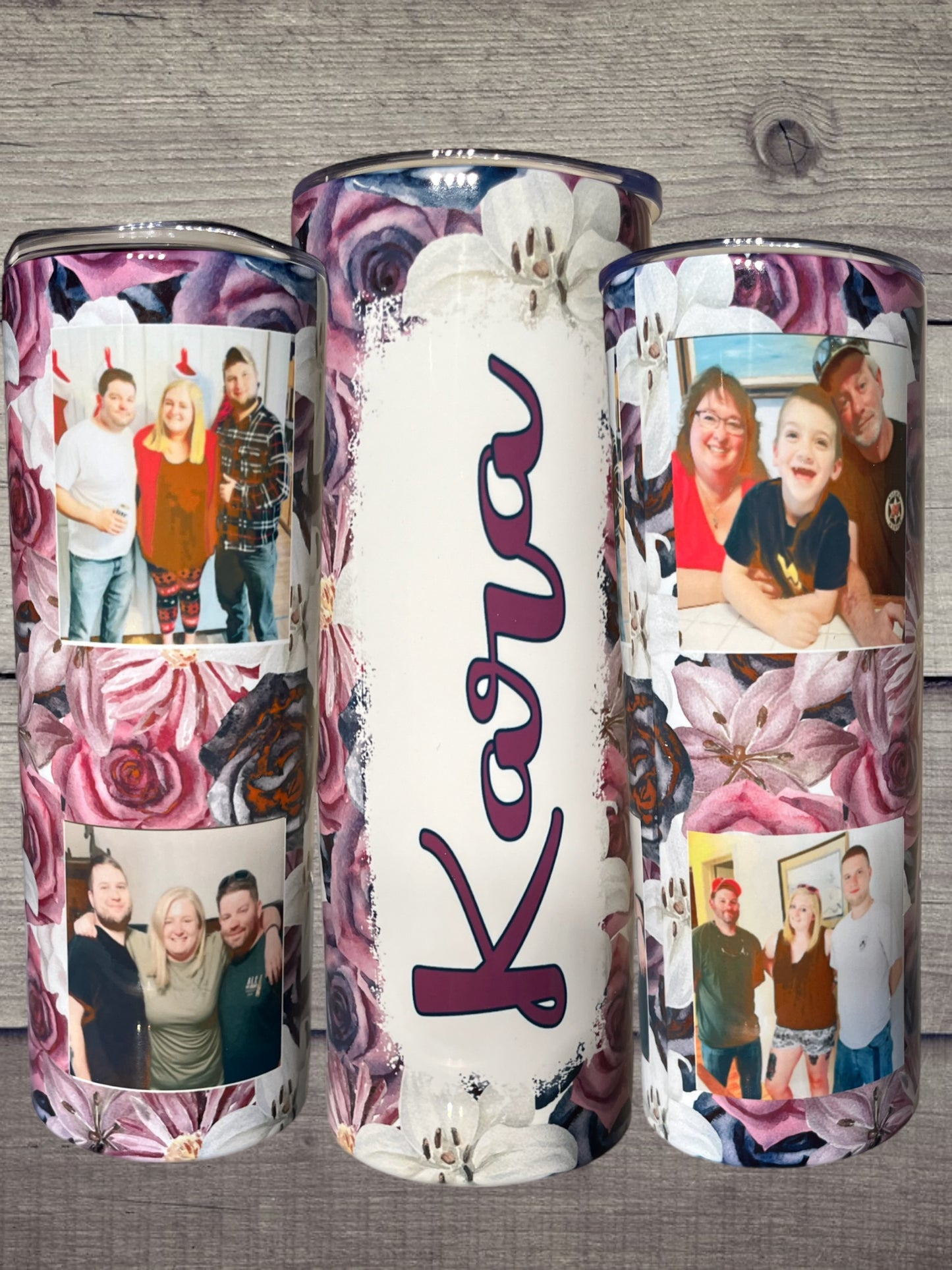 Custom purple flowers 20oz tumbler