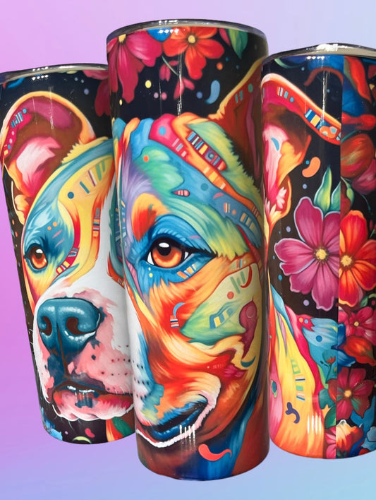 Watercolor Pitbull 20oz Tumbler