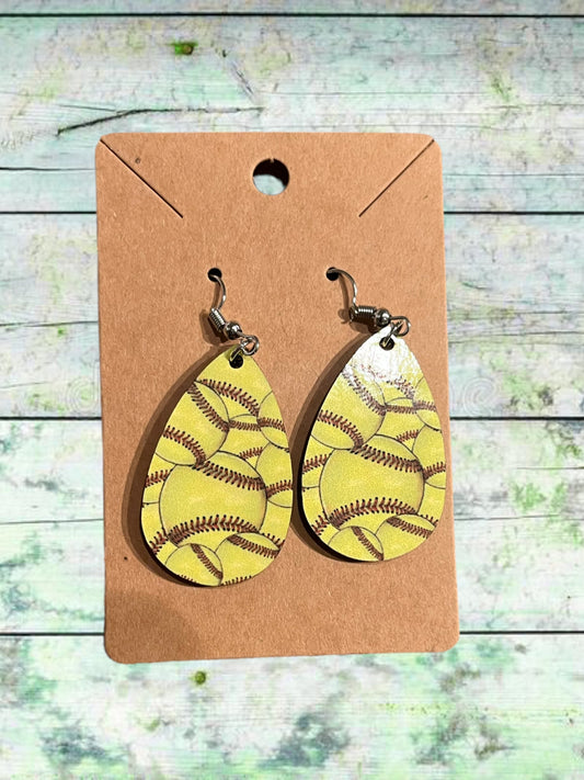 Softball tear drop Earrings