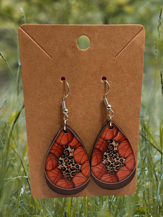 Basketball tear drop earrings