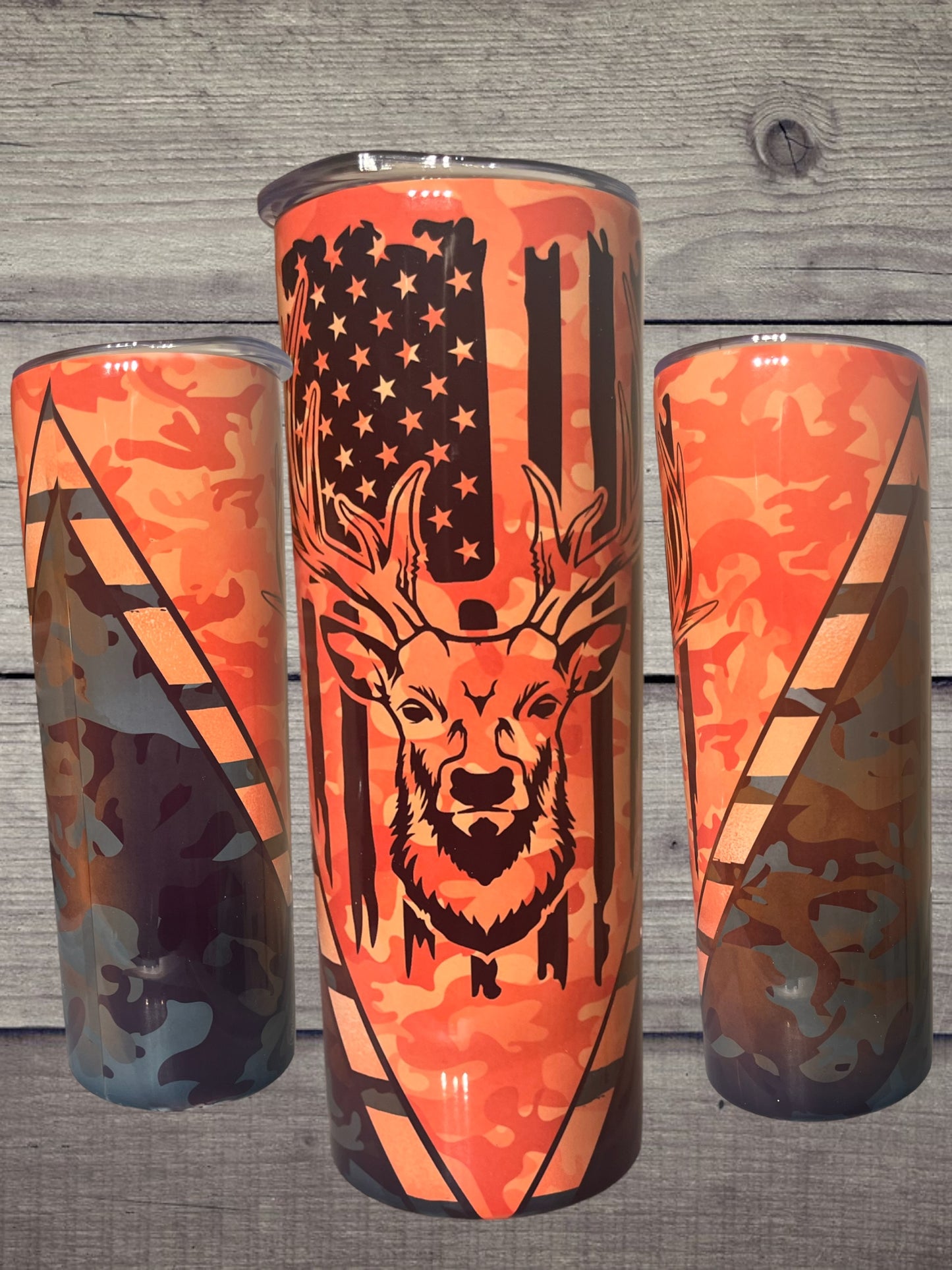 Orange camo deer 20oz tumbler