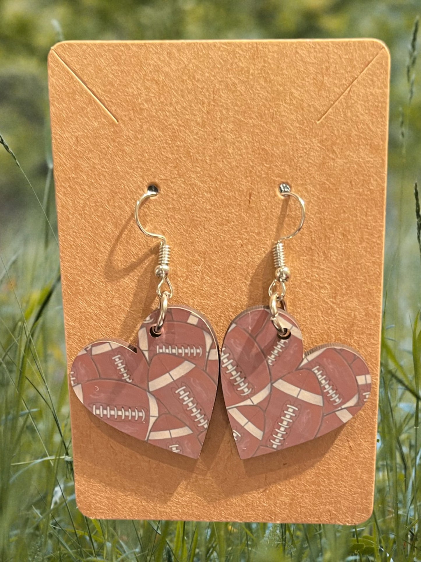 Football heart earrings