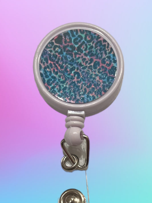Rainbow cheetah badge reel