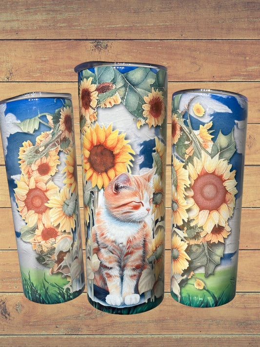 Cat Sunflower 20oz Tumbler