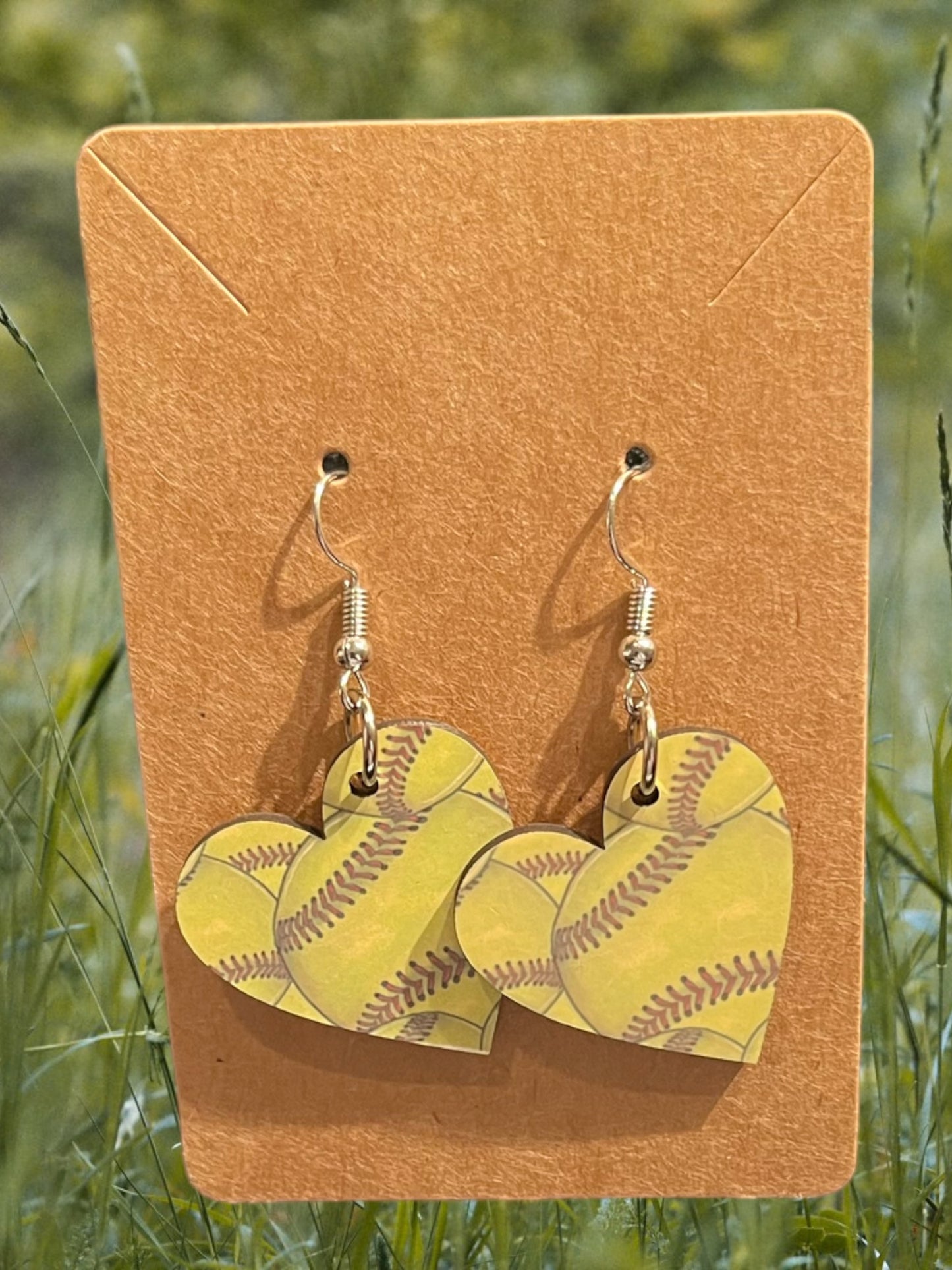 Softball heart earrings